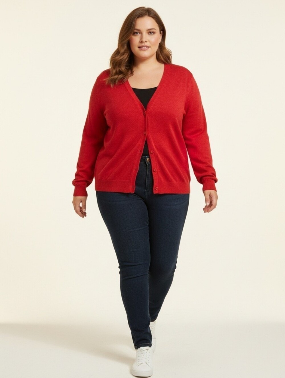 Croft Barrow Women's Rich Red Cardigan Sweater 3X Elevated Basic Quiet Luxury